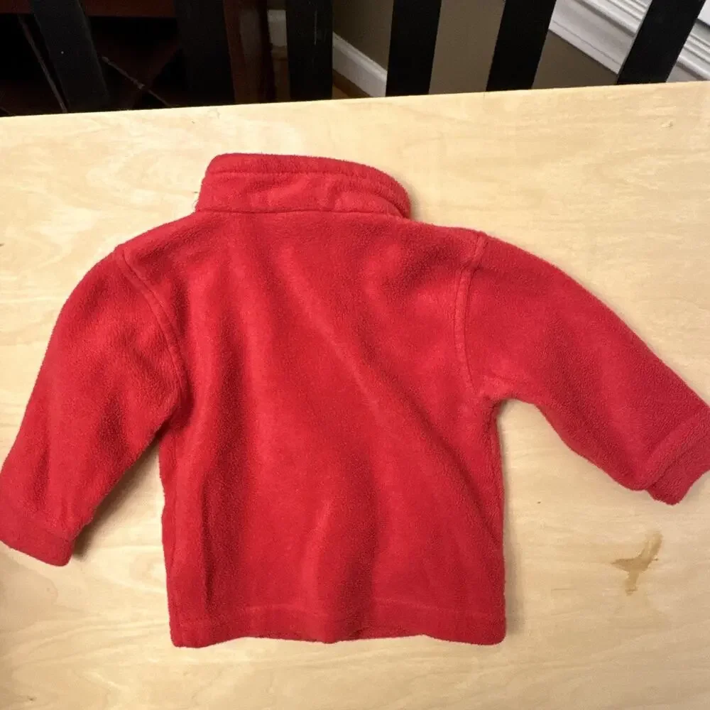 Columbia Fleece Full Zip Jacket Red 6-12 Months Unisex Logo Long Sleeve